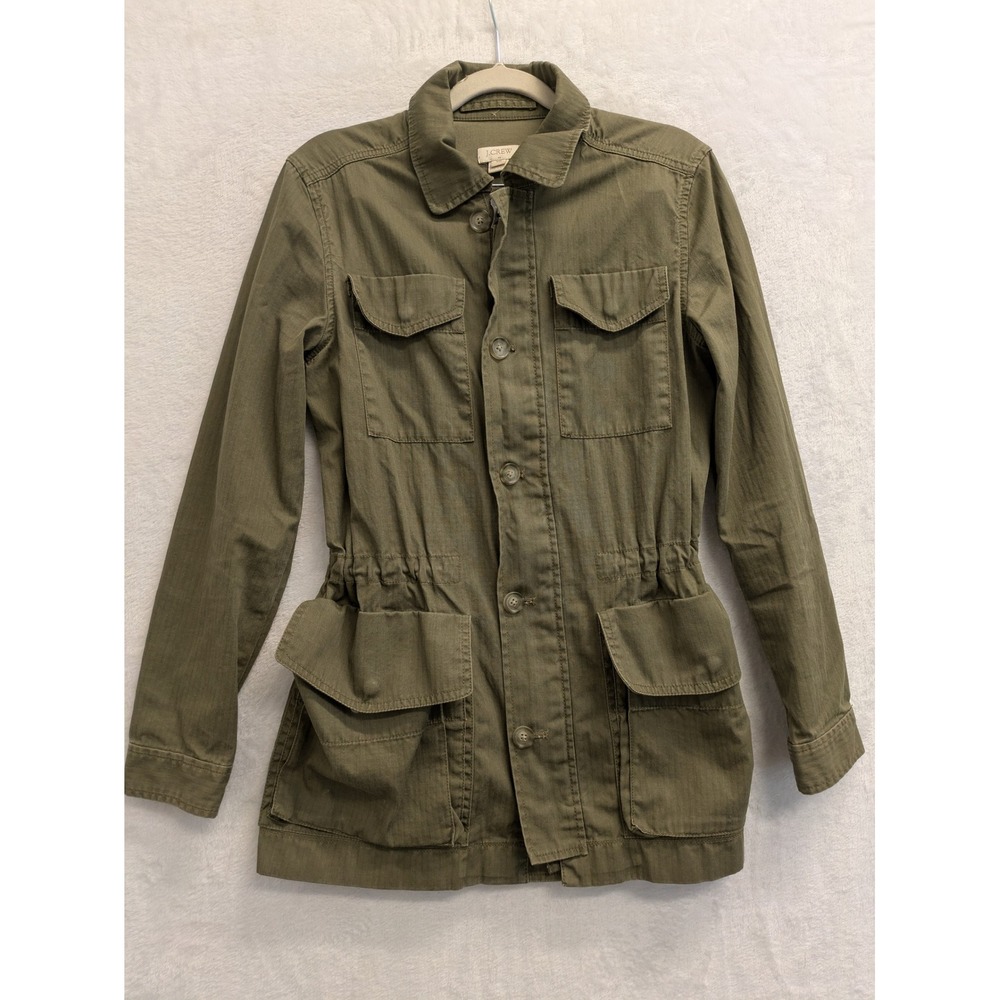 J. Crew Womens XS Olive Green 100% Cotton Military‎ Style Utility Jacket